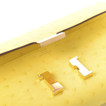 Hermes Ostrich Constance Long Wallet To Go Jaune Citron 9 of 12