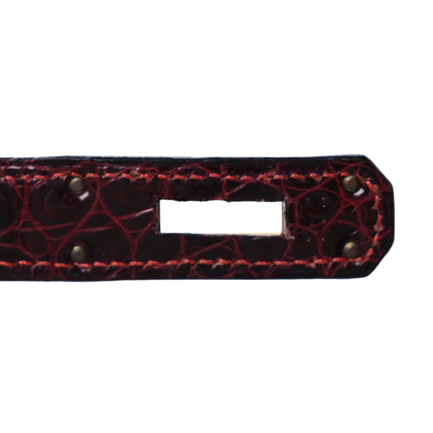Shiny Porosus Crocodile Kelly Sellier 32 Rouge H