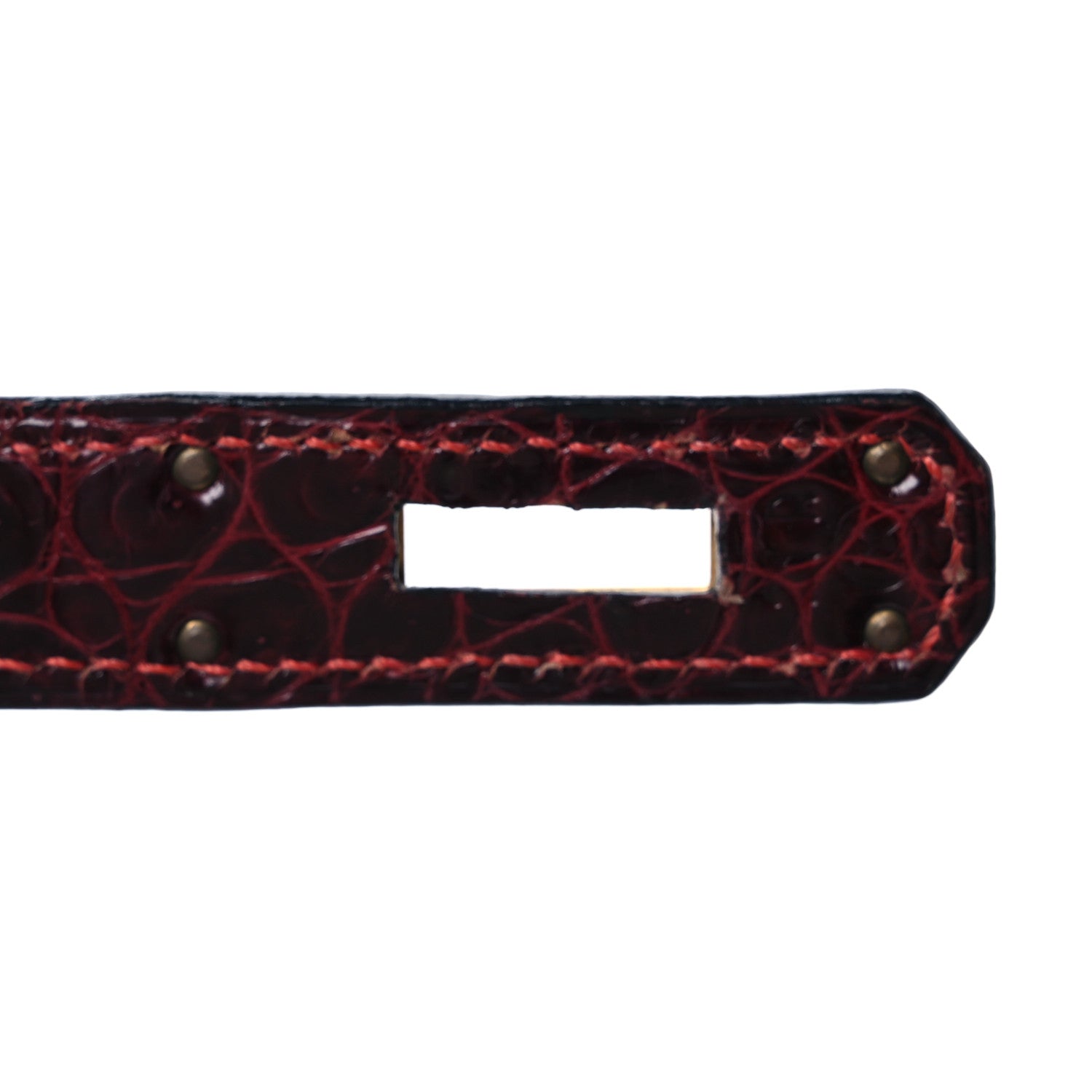 Hermes Shiny Porosus Crocodile Kelly Sellier 32 Rouge H 7 of 16
