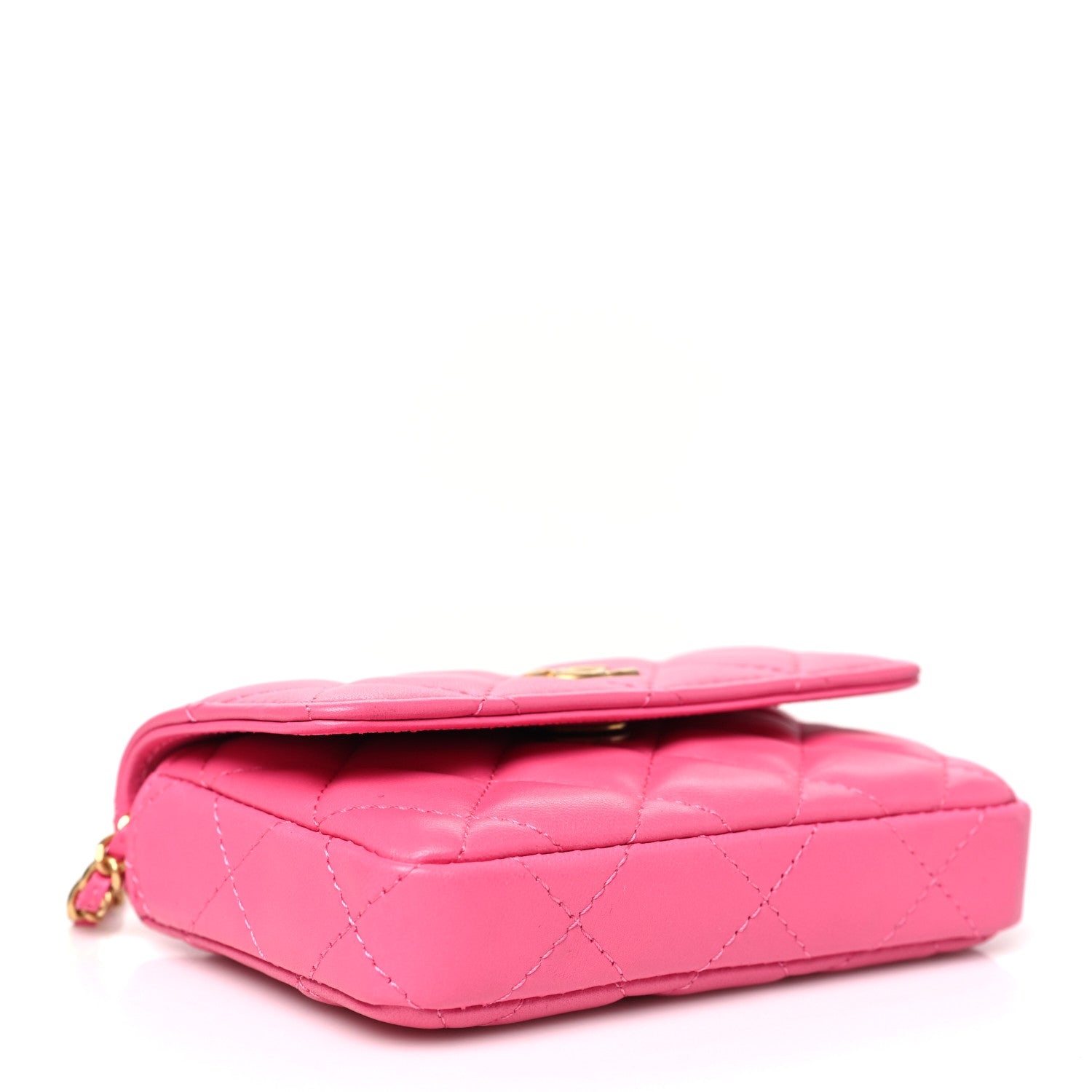 Chanel Lambskin Enamel Quilted Coco Hearts Clutch With Chain Pink 4 of 12