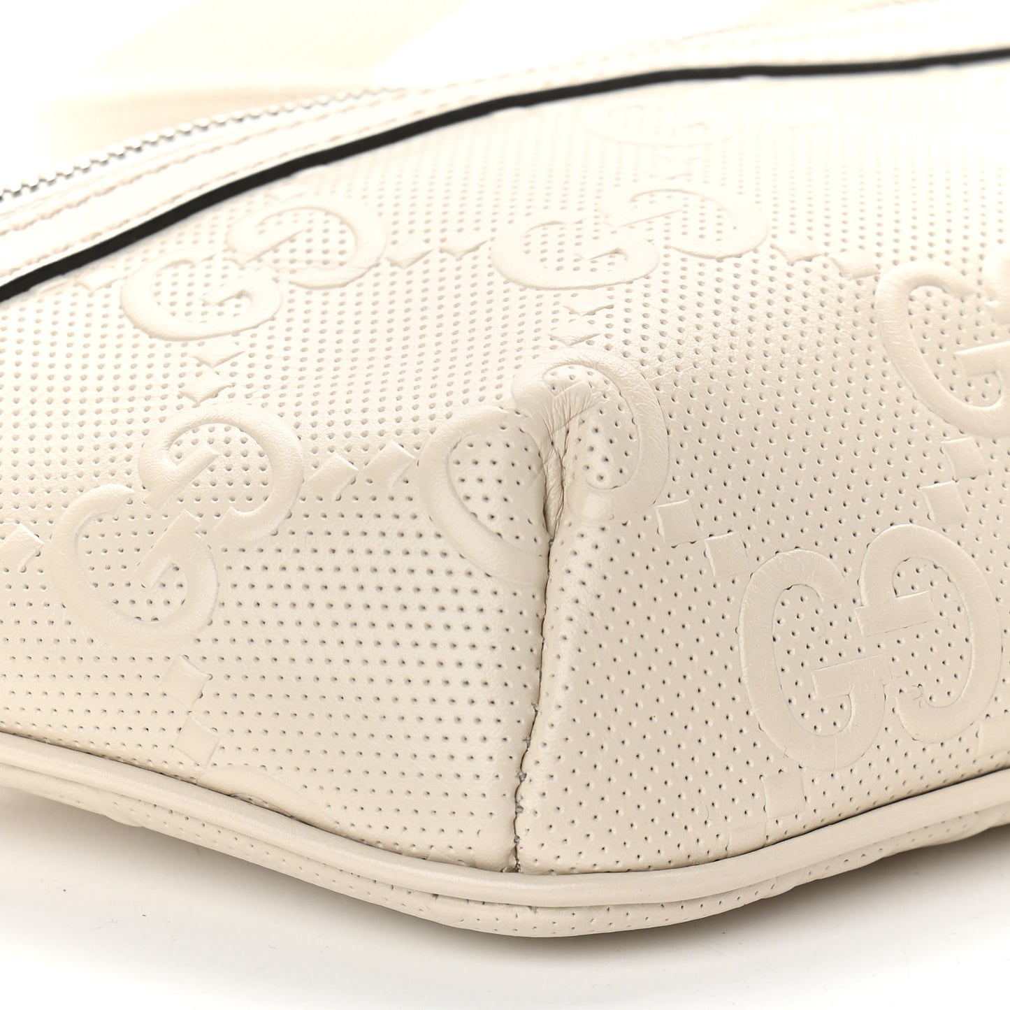 Calfskin GG Tennis Embossed Belt Bag Mystic White