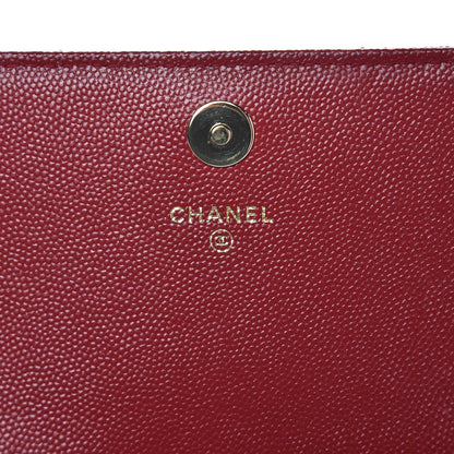 Chanel Caviar Quilted Square Wallet On Chain WOC Dark Red 5 of 8