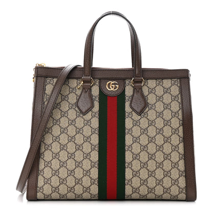 Gucci GG Supreme Monogram Web Medium Ophidia Tote Bag Brown 1 of 16