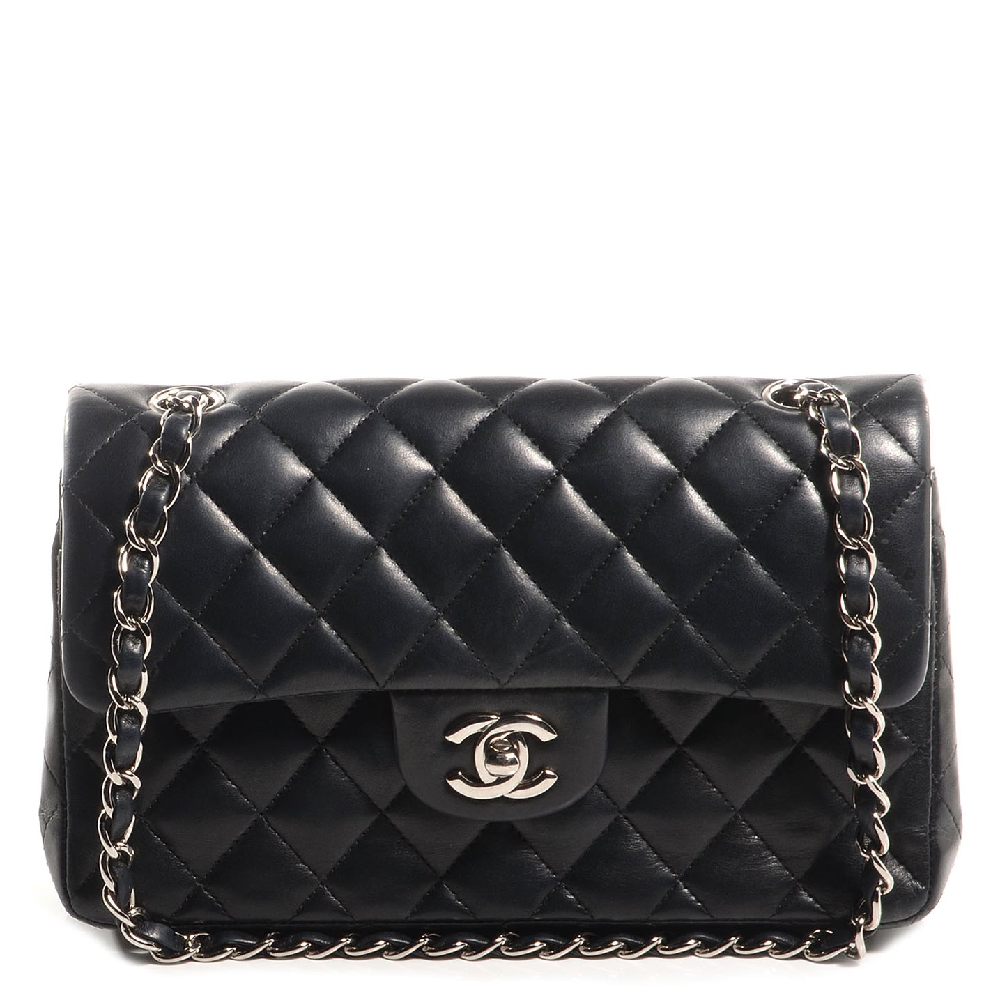 Lambskin Quilted Small Double Flap Black