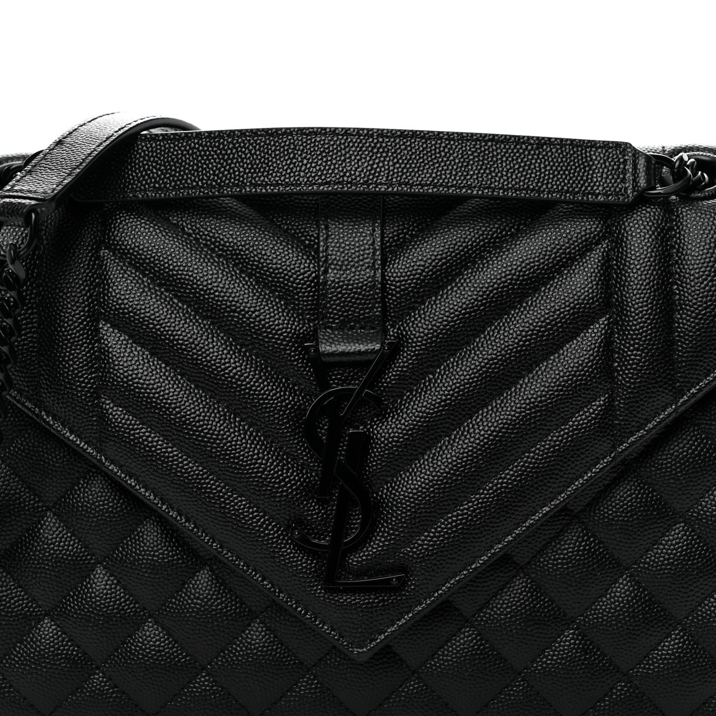 Grain De Poudre Textured Mixed Matelasse Triquilt Medium Monogram Monochrome Satchel Black