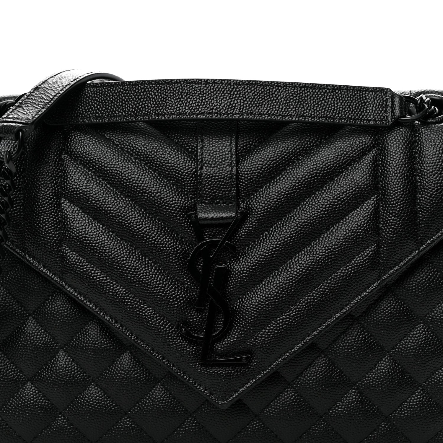Saint Laurent Grain De Poudre Textured Mixed Matelasse Triquilt Medium Monogram Monochrome Satchel Black 9 of 11