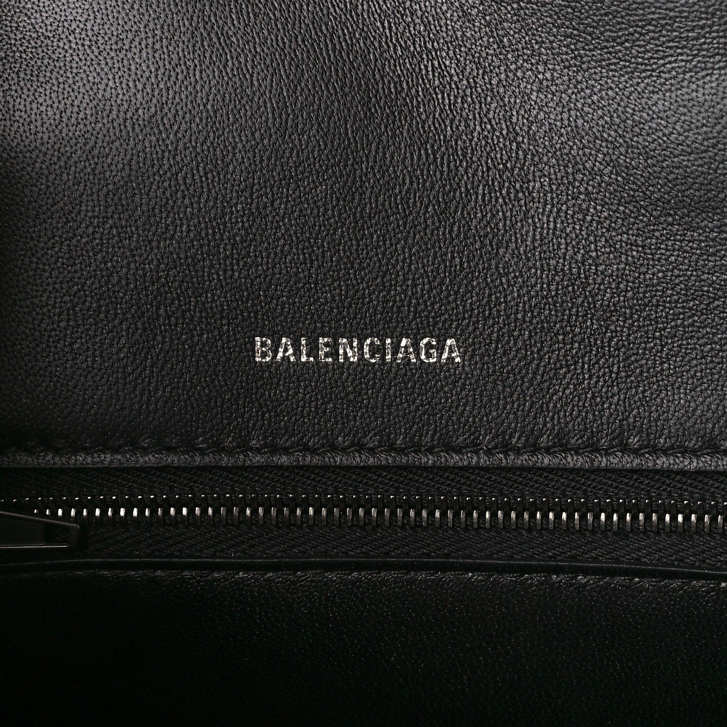 Balenciaga Shiny Calfskin Monochrome Crocodile Embossed Small Hourglass Top Handle Bag Black 6 of 11