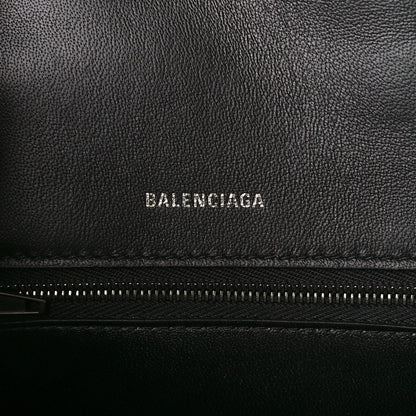 Balenciaga Shiny Calfskin Monochrome Crocodile Embossed Small Hourglass Top Handle Bag Black 6 of 11