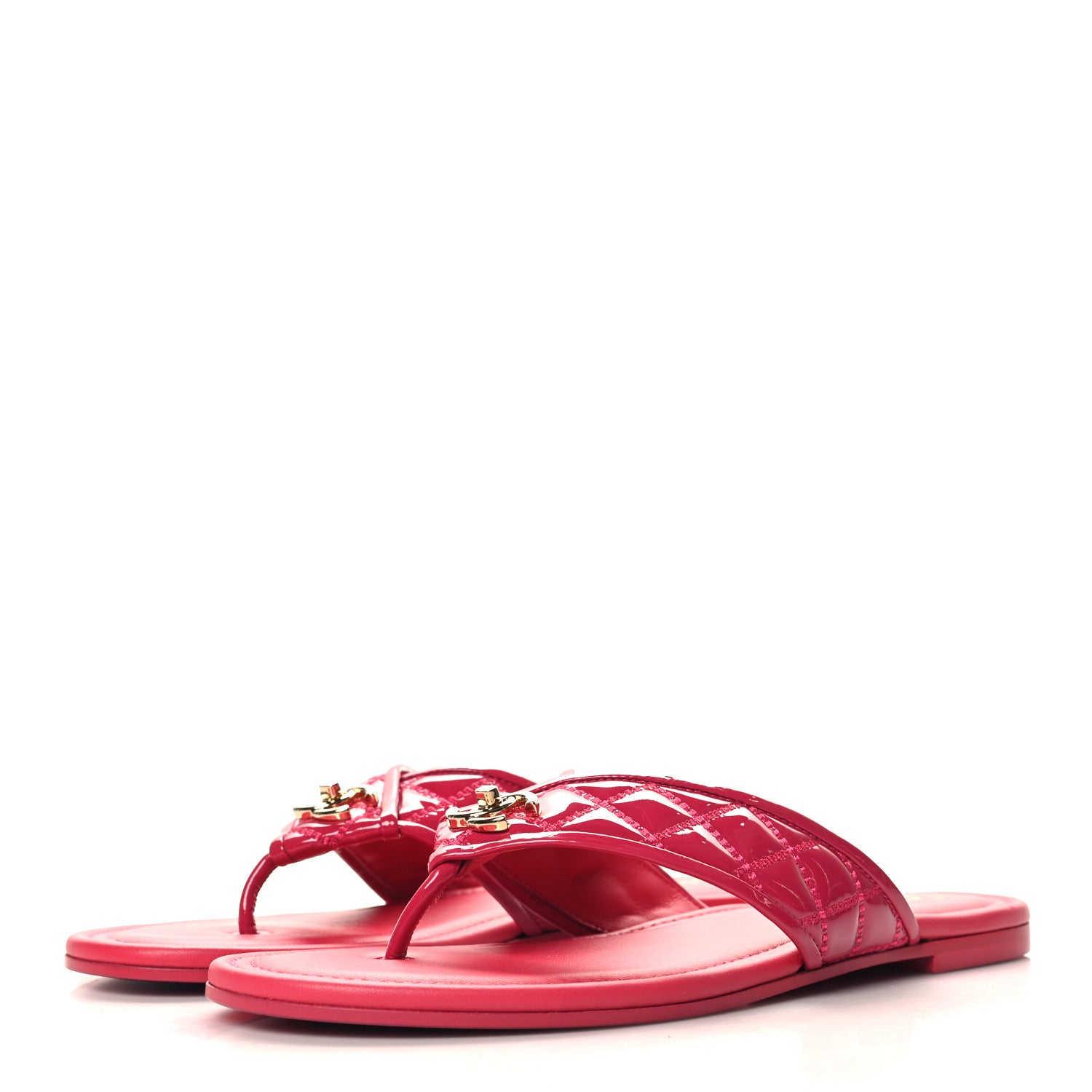 Chanel Patent Quilted CC Thong Sandals 40 Pink 4 of 10