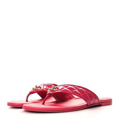 Chanel Patent Quilted CC Thong Sandals 40 Pink 4 of 10