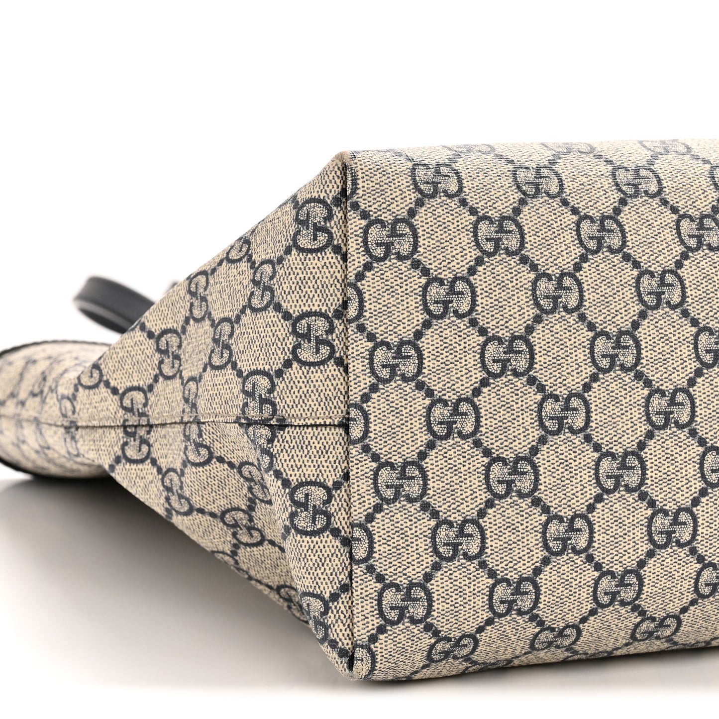 GG Supreme Monogram Textured Calfskin Web Medium Ophidia Shopping Tote Beige Blue