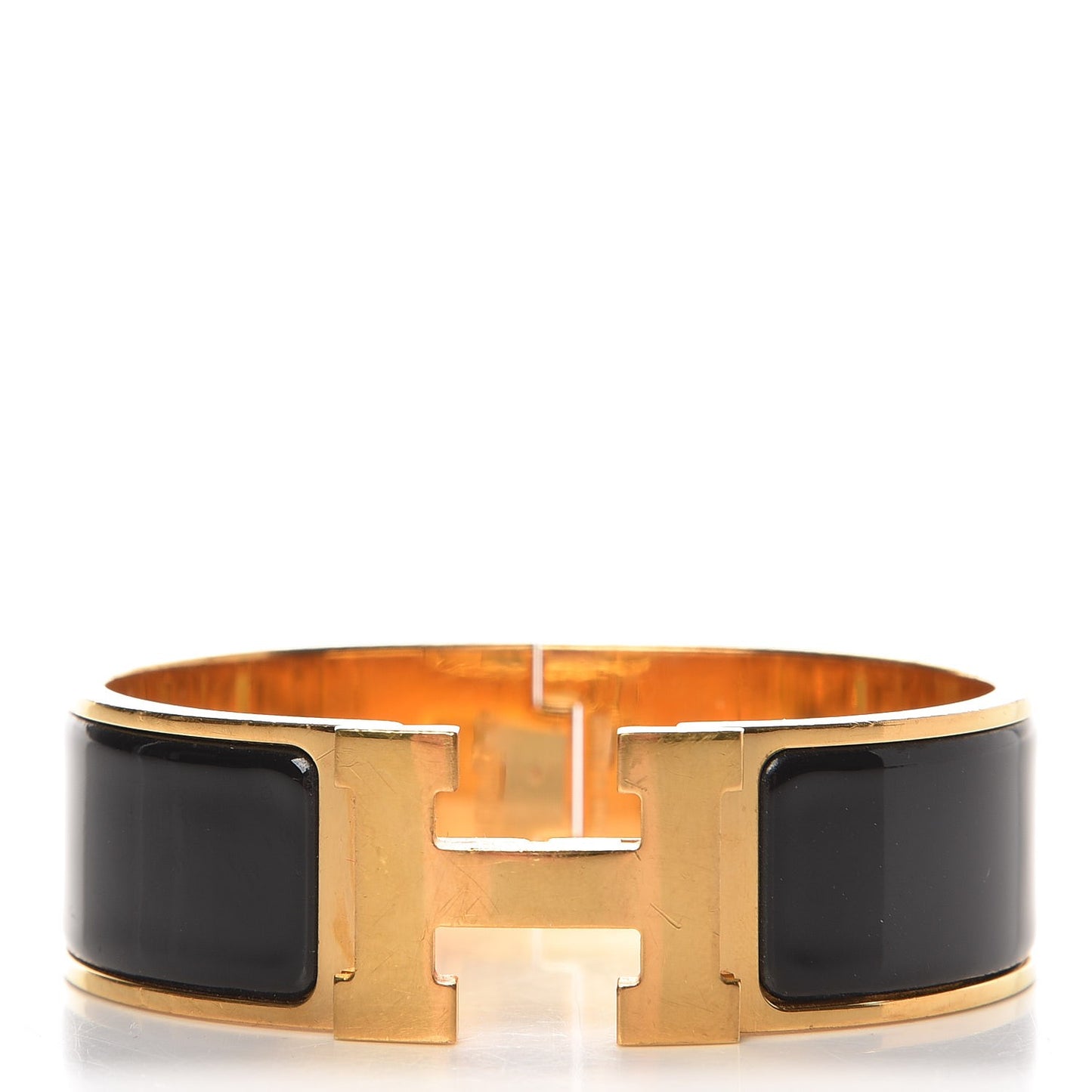 Enamel Wide Clic Clac H Bracelet GM Black