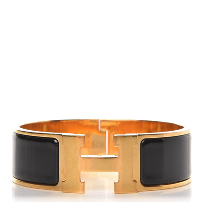 Hermes Enamel Wide Clic Clac H Bracelet GM Black 1 of 6