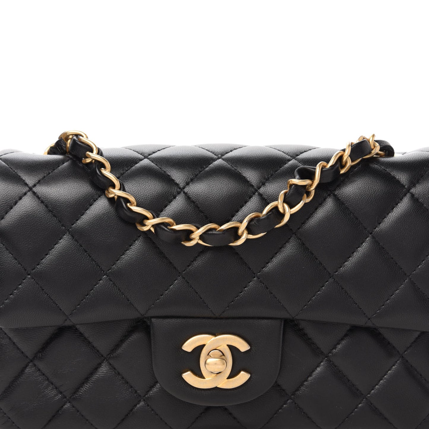 Lambskin Quilted Mini Rectangular Flap Black