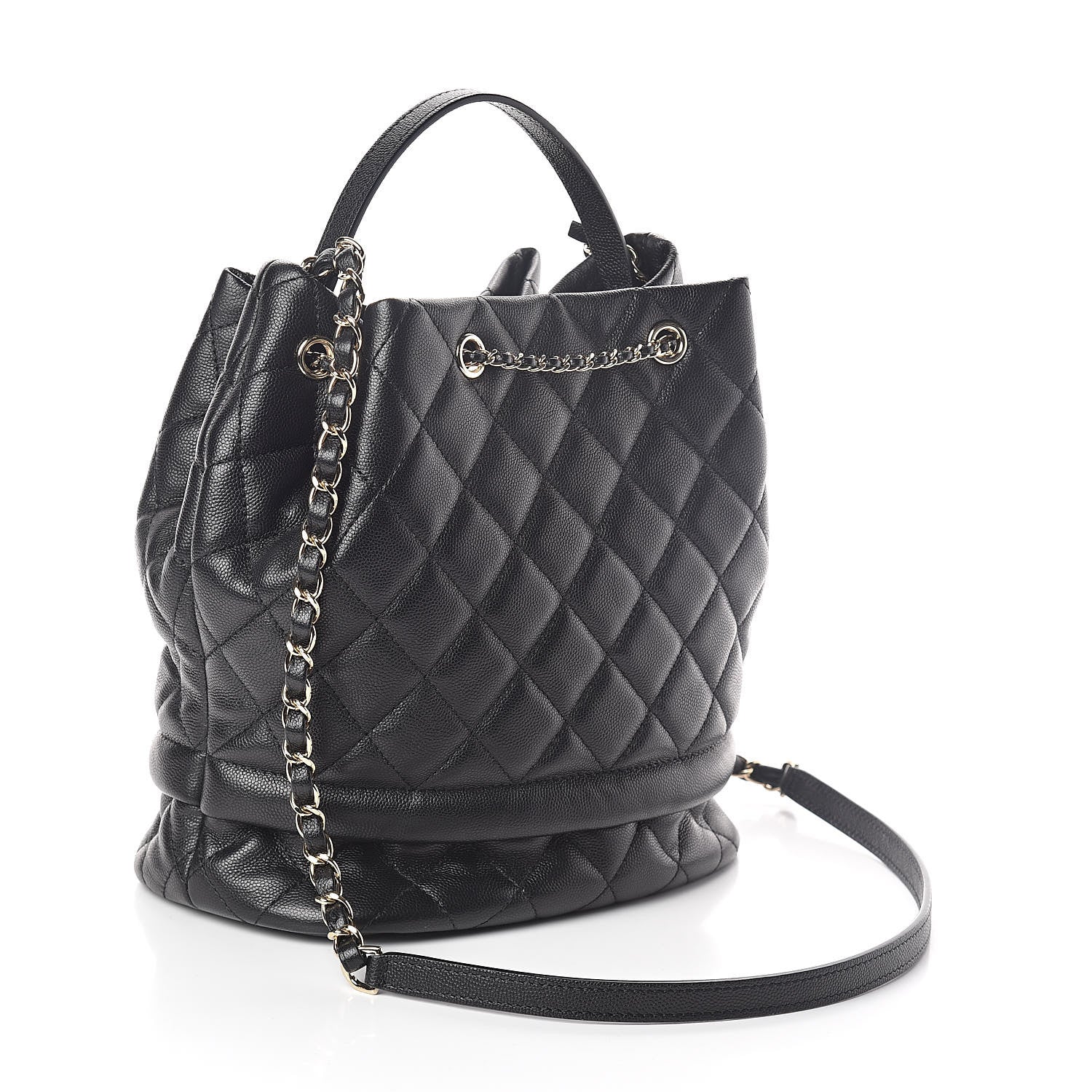 Chanel Caviar Quilted Large Rolled Up Bucket Drawstring Bag Black 3 of 10