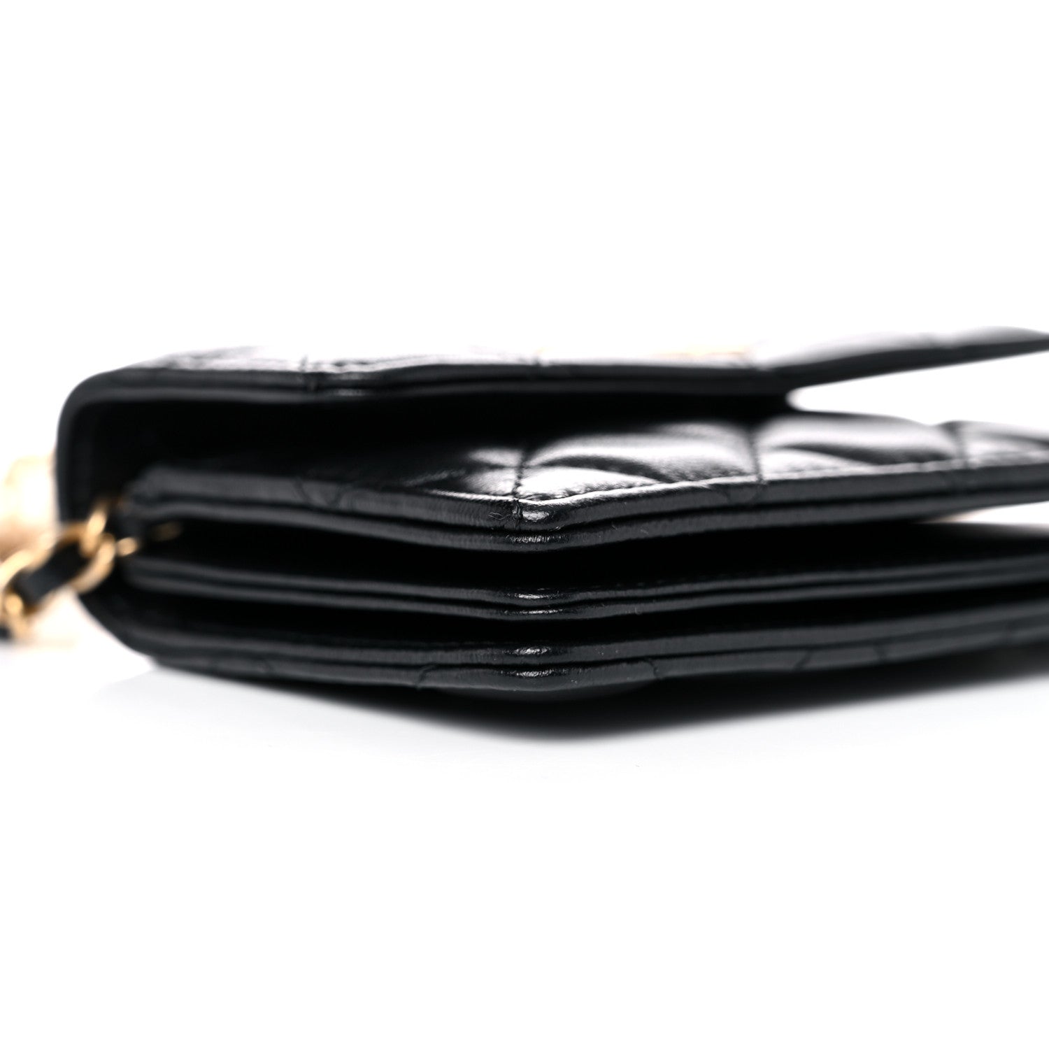 Chanel Lambskin Quilted Pearl Crown Clutch With Chain Black 9 of 13