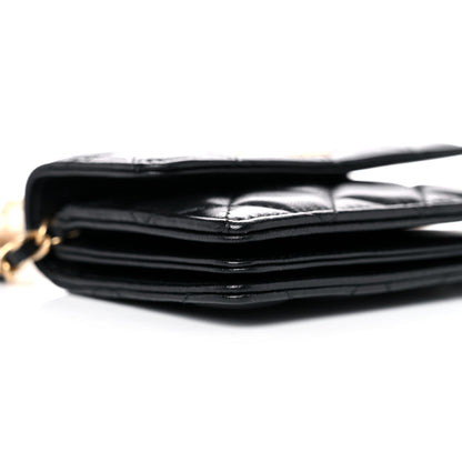 Chanel Lambskin Quilted Pearl Crown Clutch With Chain Black 9 of 13
