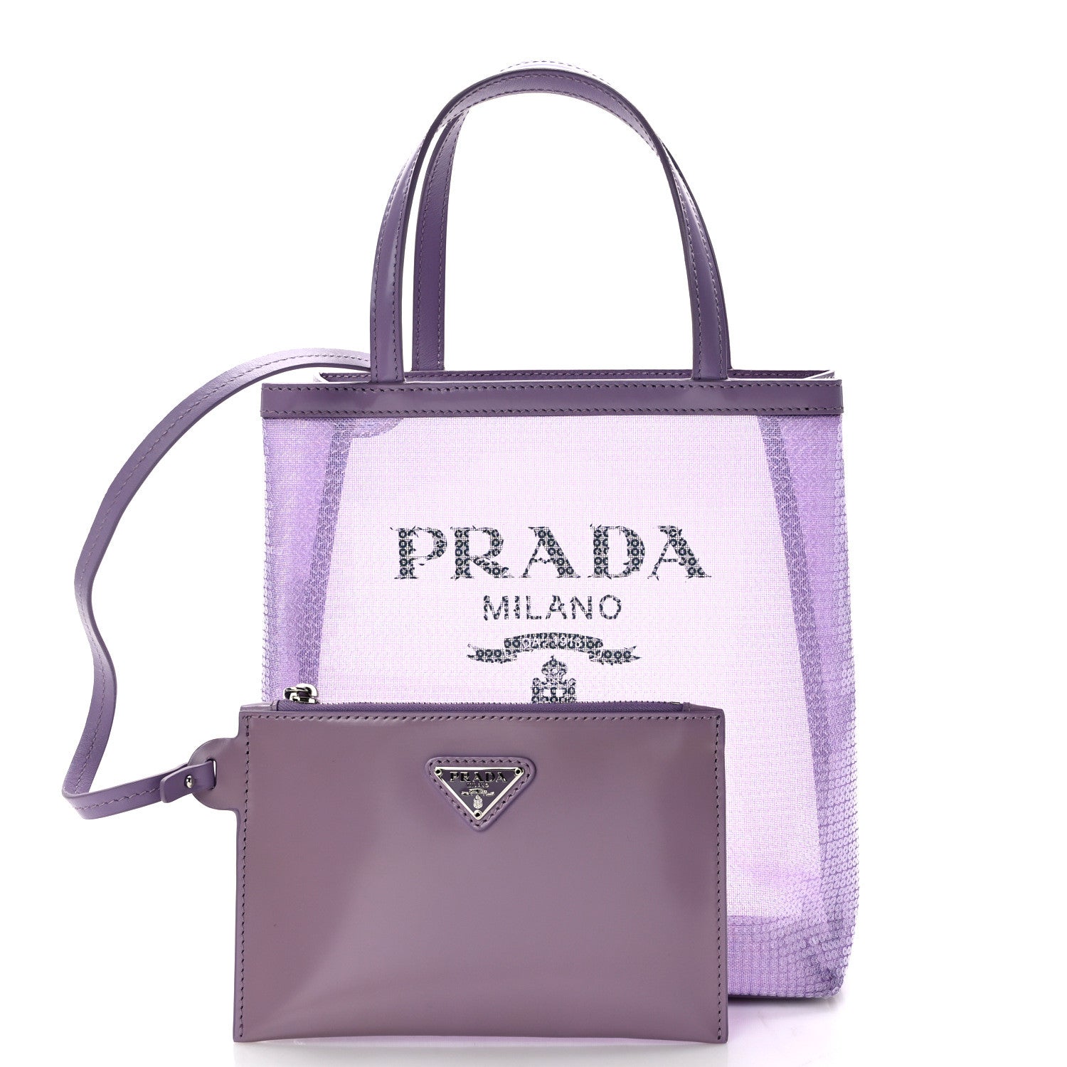 Prada Sequin Mesh Small Tote Bag Lilium 3 of 12