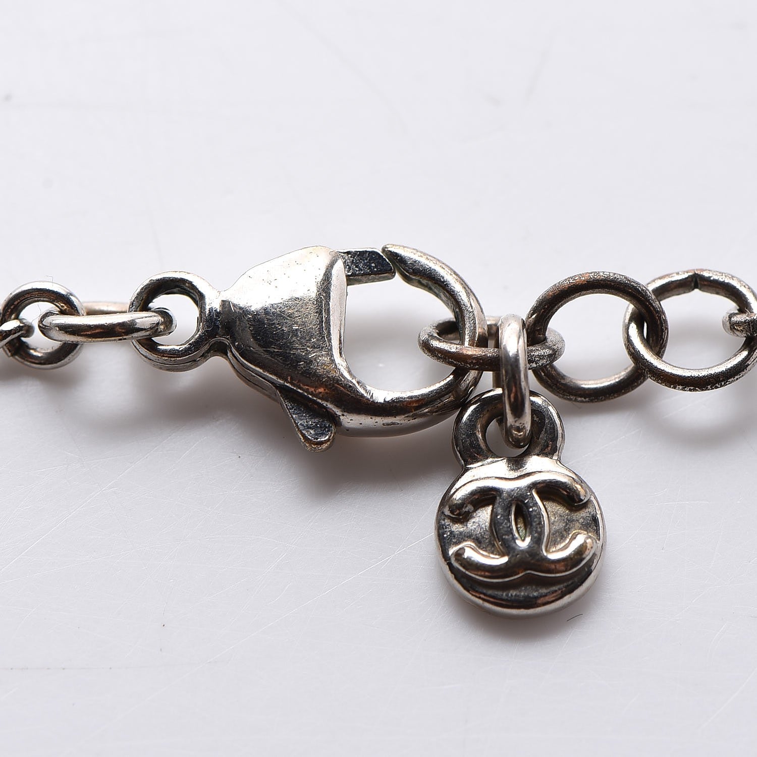 Chanel Crystal CC Necklace Silver 6 of 8