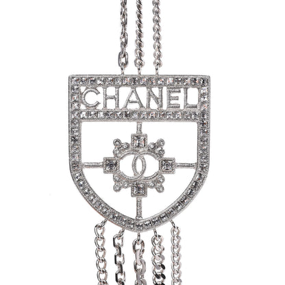 Chanel Baguette Crystal CC Shield Multi Strand Long Chain Necklace Silver 3 of 5