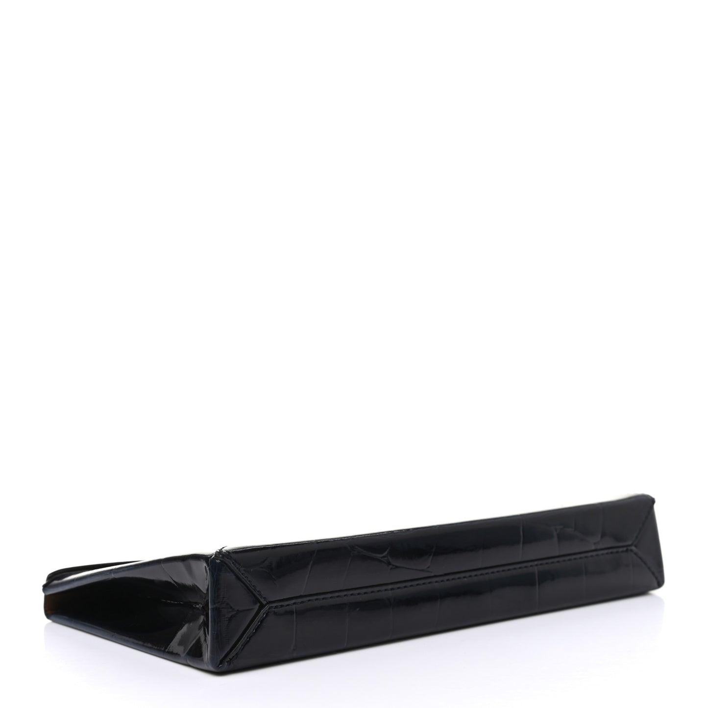 Eco Patent Crocodile Embossed Envelope Clutch Black