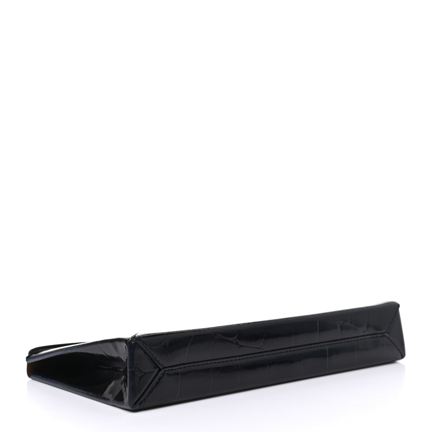 Stella McCartney Eco Patent Crocodile Embossed Envelope Clutch Black 4 of 11