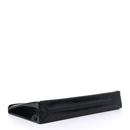 Stella McCartney Eco Patent Crocodile Embossed Envelope Clutch Black 4 of 11