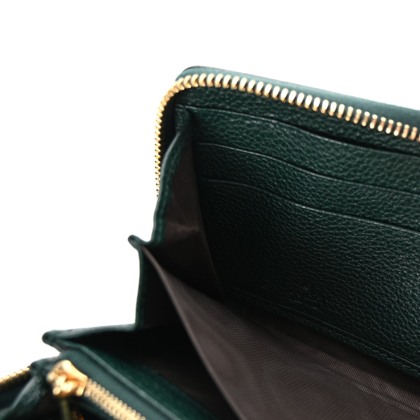 Grainy Calfskin Zumi Zip Around Wallet Vintage Green