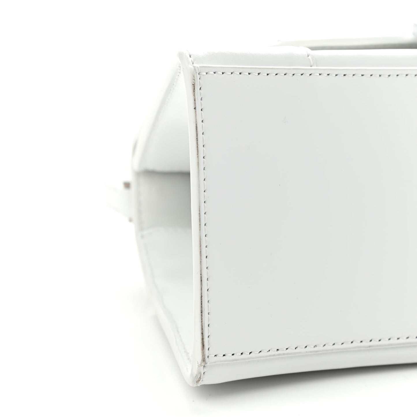 Shiny Box Calfskin Tonal B Small Hourglass Top Handle Bag White