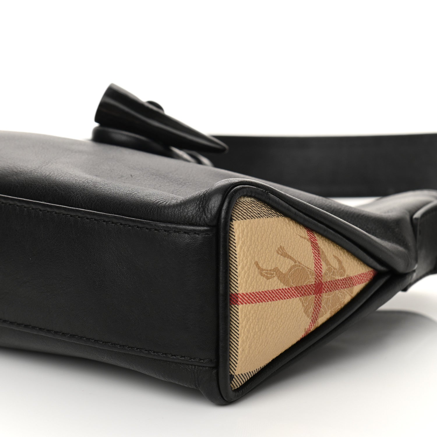 Burberry Grainy Calfskin Haymarket Check Horn Toggle Shoulder Bag