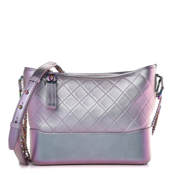 Iridescent Lambskin Calfskin Quilted Medium Gabrielle Hobo Light Purple