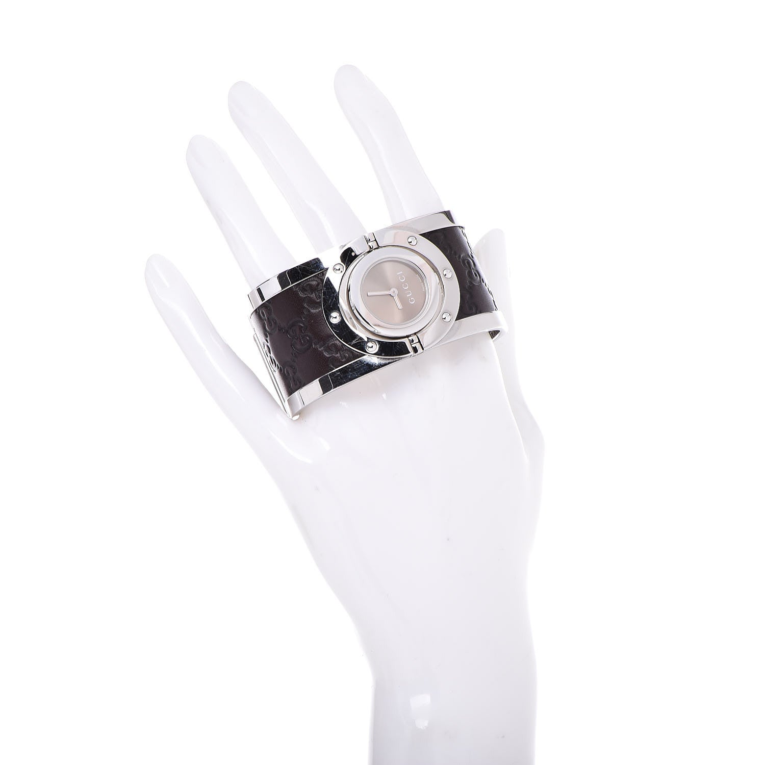 Gucci Stainless Steel Calfskin 33mm Twirl Quartz Watch Brown 2 of 5