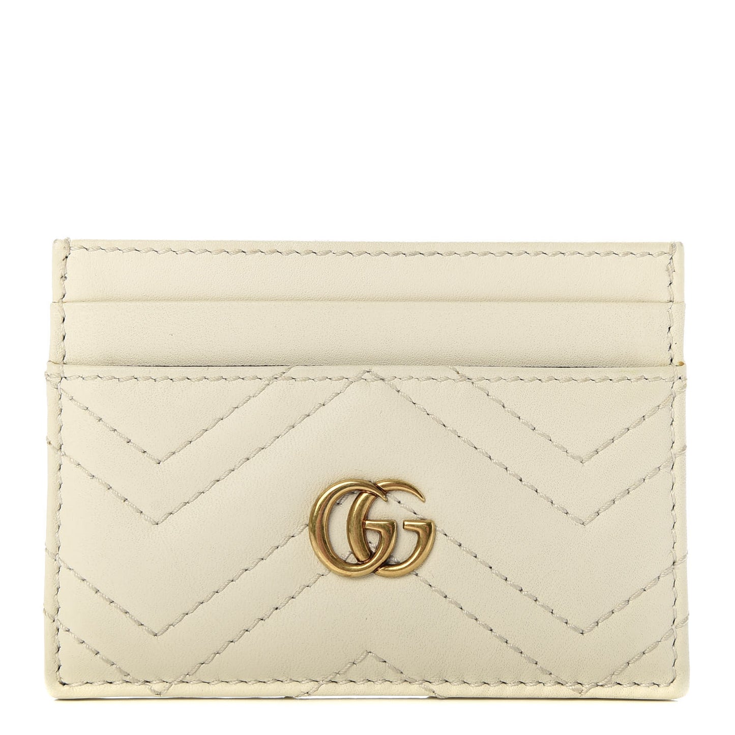 Calfskin Matelasse GG Marmont Card Holder White