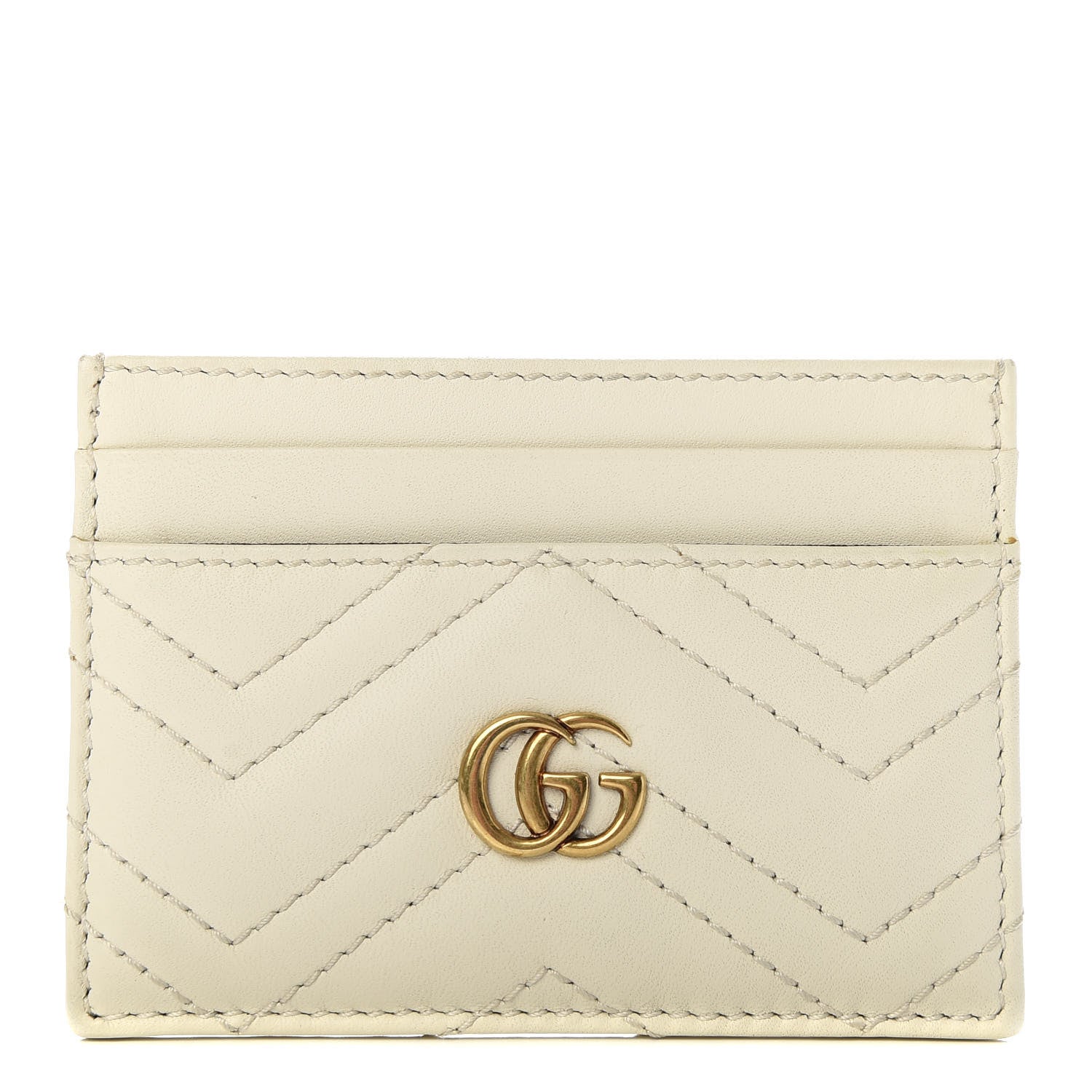 Gucci Calfskin Matelasse GG Marmont Card Holder White 1 of 7