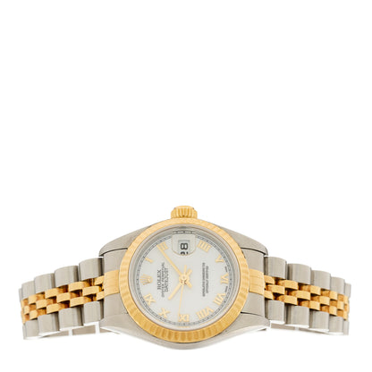 Rolex Stainless Steel 18K Yellow Gold 26mm Oyster Perpetual Datejust Watch White Roman 79173 2 of 4