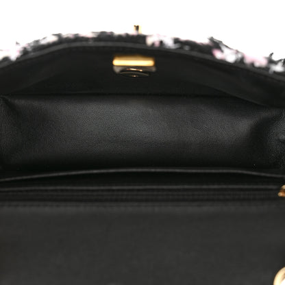 Chanel Tweed Sequin Mini Rectangular Flap Black Pink Multicolor 5 of 13