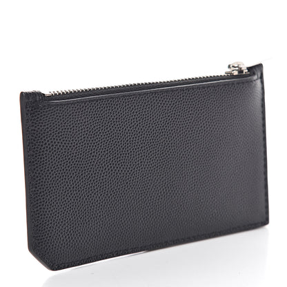 Saint Laurent Grained Calfskin 5 Fragments Zip Pouch Card Holder Black 3 of 14