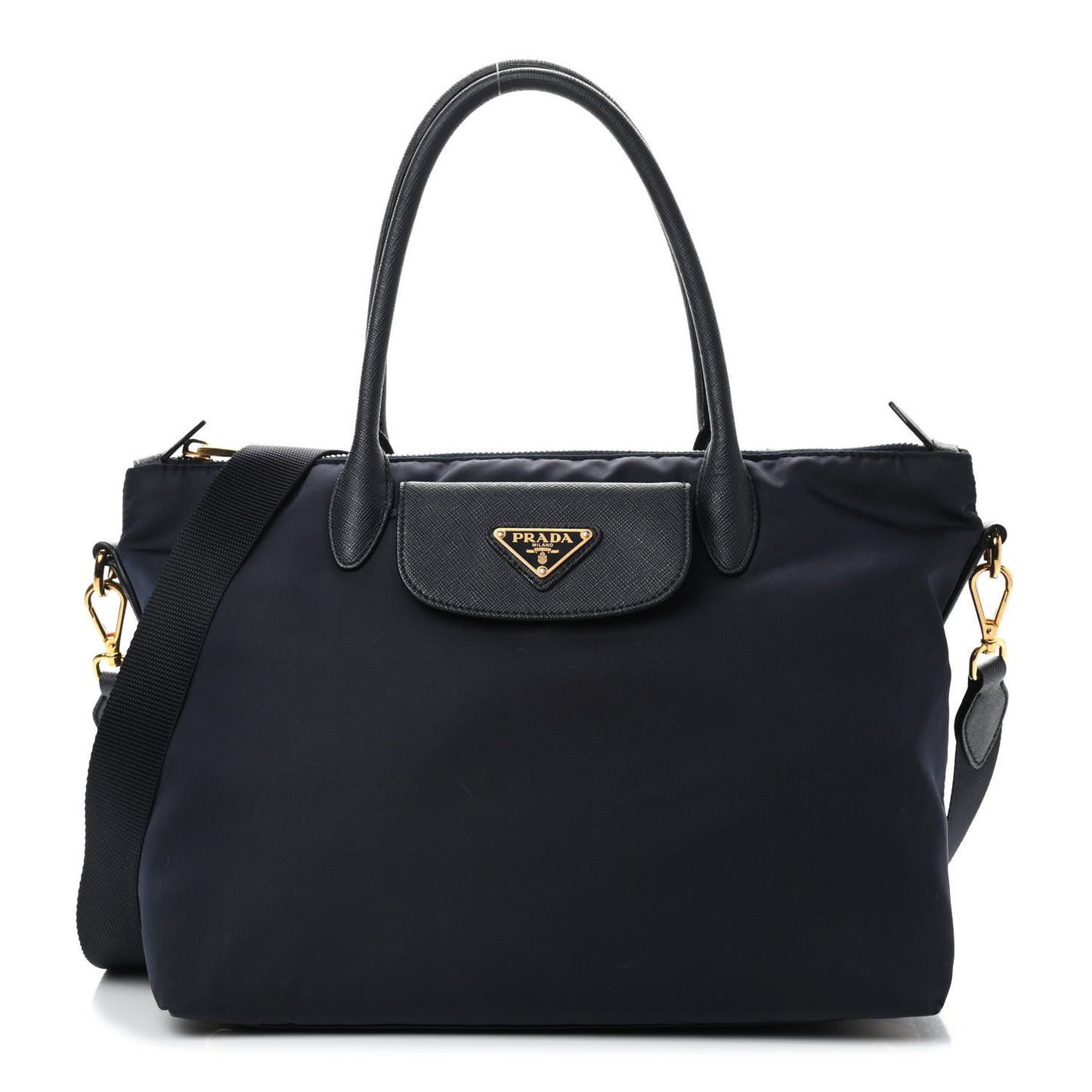 Tessuto Nylon Saffiano Tote Blue
