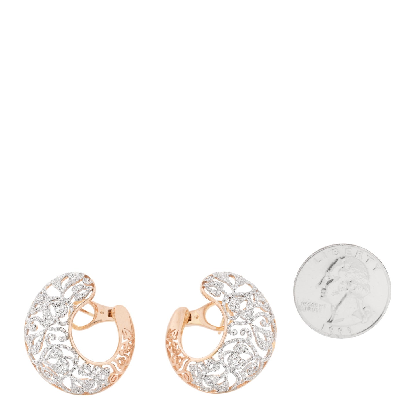 18K Rose Gold Diamond Arabesque Earrings