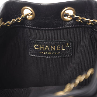 Chanel Iridescent Crumpled Calfskin Coco Pleats Small Drawstring Bag Black 5 of 10