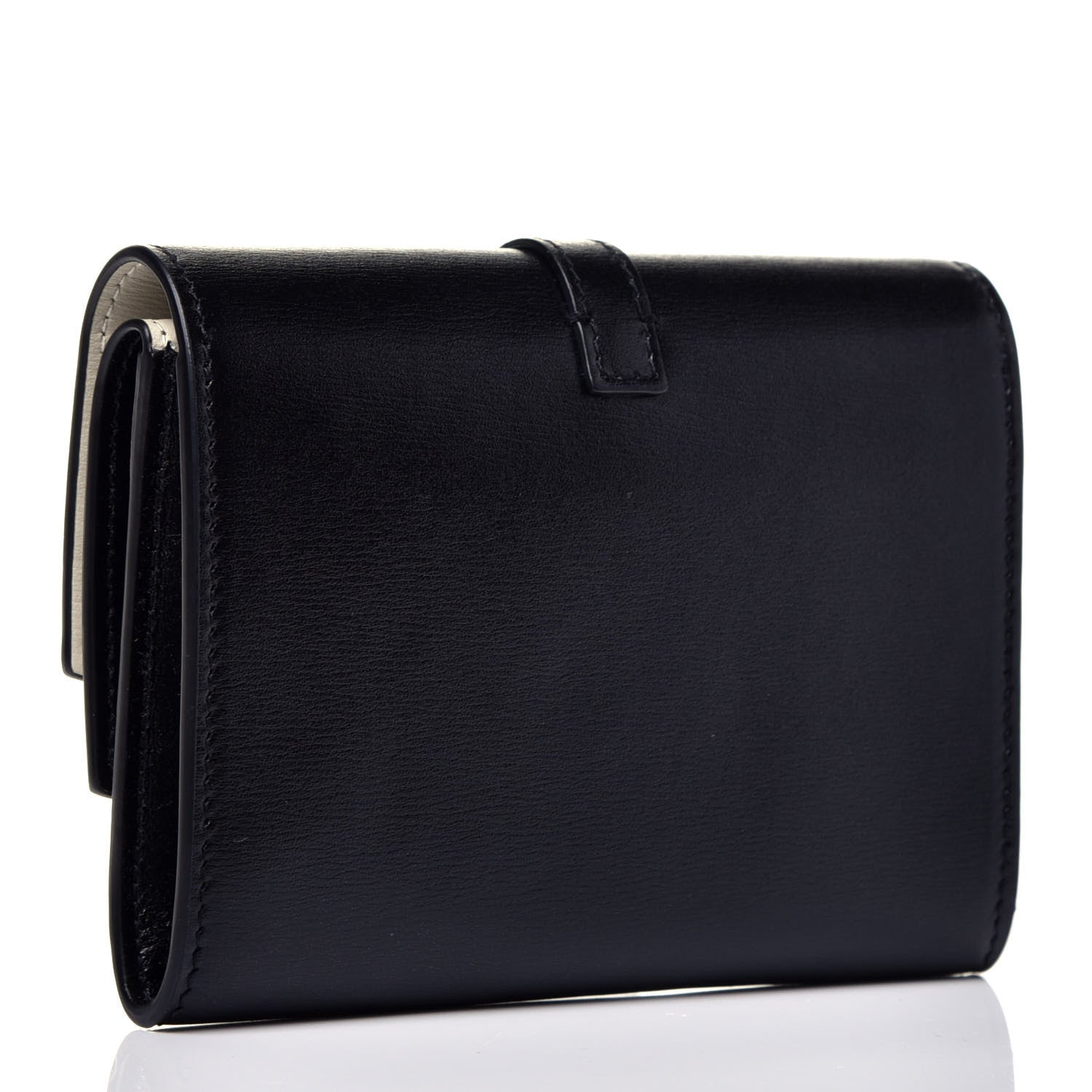 Saint Laurent Smooth Calfskin Monogram Small Sulpice Wallet Black White 3 of 7