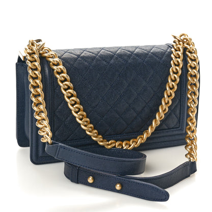 Chanel Caviar Quilted Medium Boy Flap Navy 3 of 10