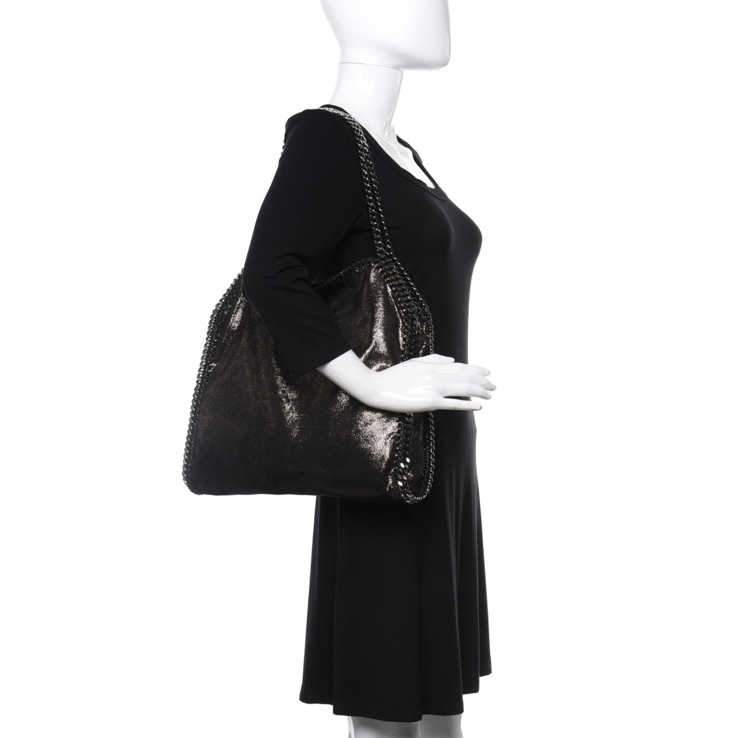 Stella McCartney Metallic Shaggy Deer Small Falabella Tote Black 2 of 10