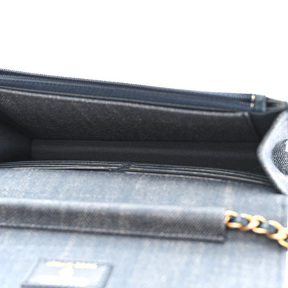Chanel Denim Quilted Lucky Charms Reissue Wallet On Chain WOC Blue 4 of 10