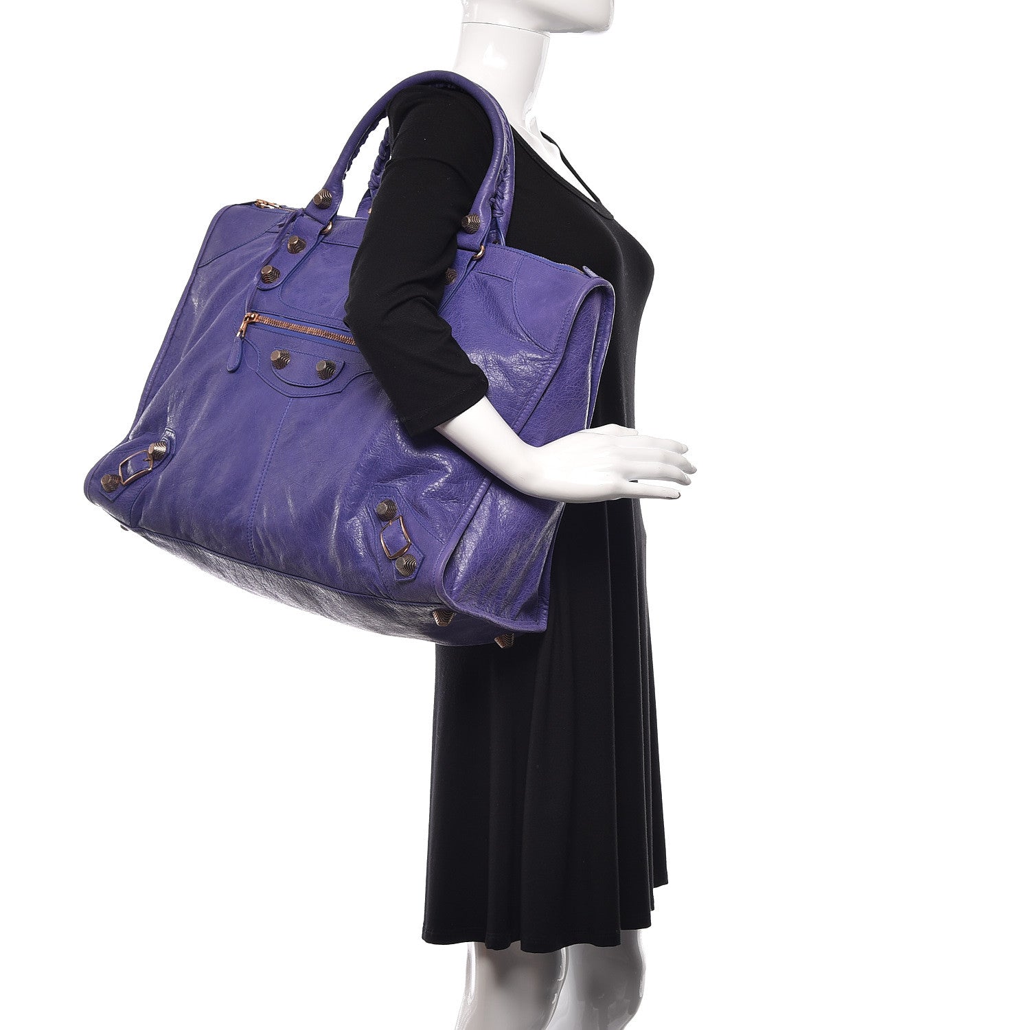 Balenciaga Agneau Giant 21 Rose Gold Hardware Weekender Bleu Lavande 2 of 14