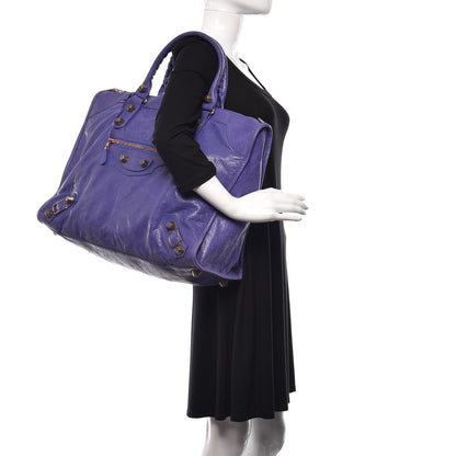 Balenciaga Agneau Giant 21 Rose Gold Hardware Weekender Bleu Lavande 2 of 14