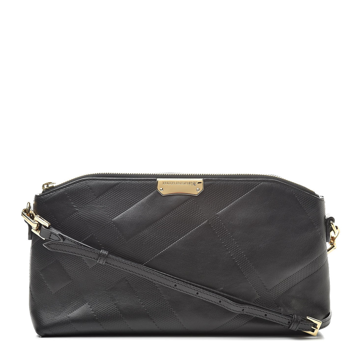 Calfskin Check Embossed Small Chichester Crossbody Clutch Bag Black