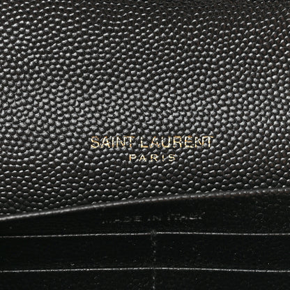 Saint Laurent Grain De Poudre Matelasse Chevron Monogram Flap Wallet Black 6 of 7