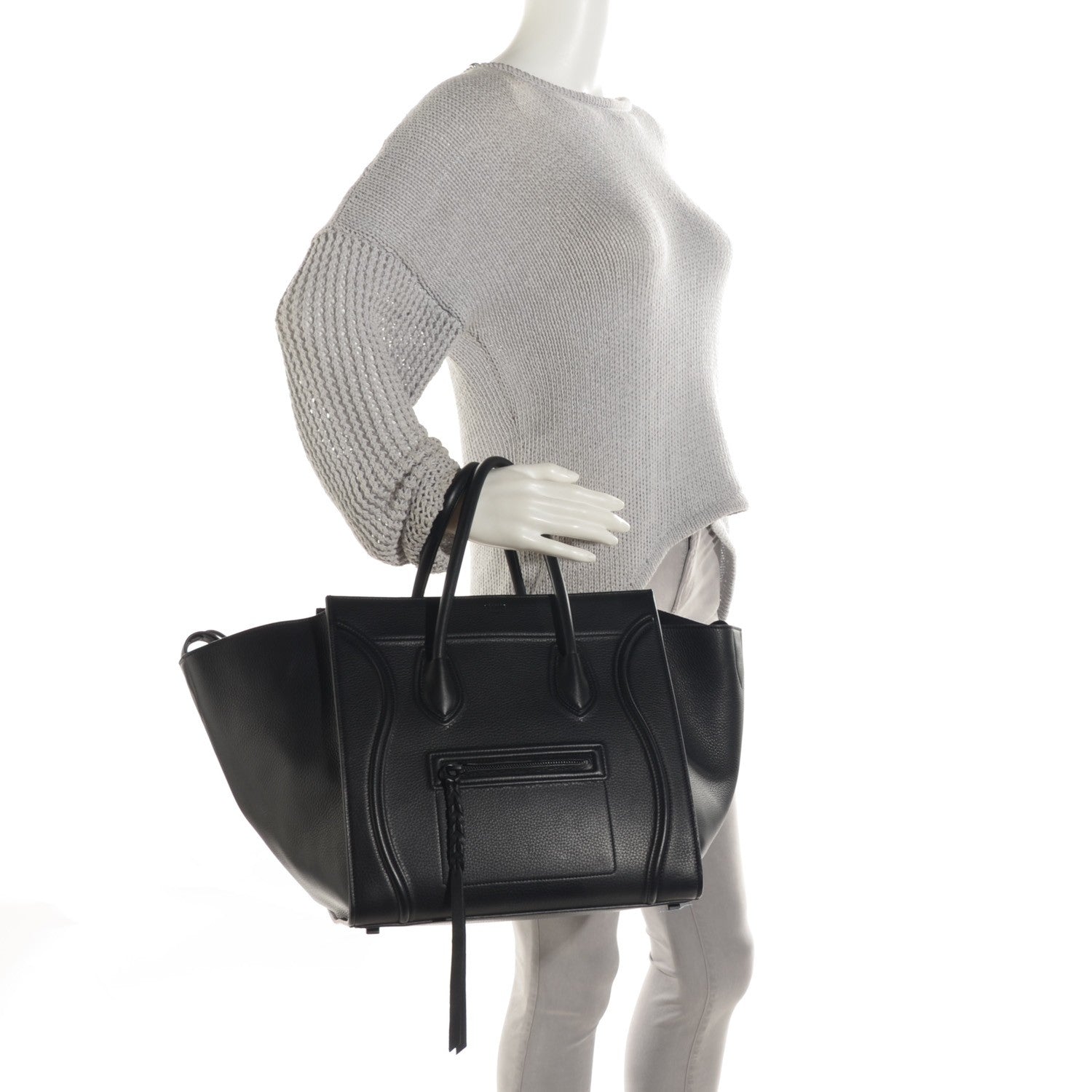 Celine Supple Calfskin Medium Phantom Luggage Black 2 of 9