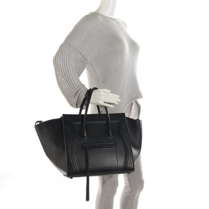 Celine Supple Calfskin Medium Phantom Luggage Black 2 of 9